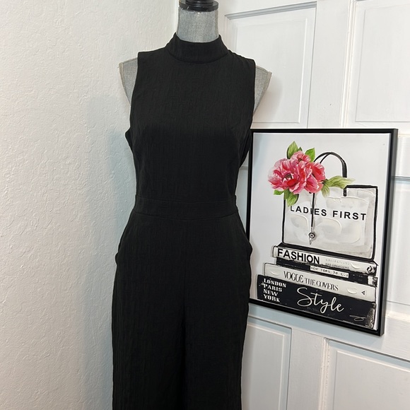 Anthro Eva Franco Charley Black Mock Neck Jumpsuit Size S - Picture 2 of 8